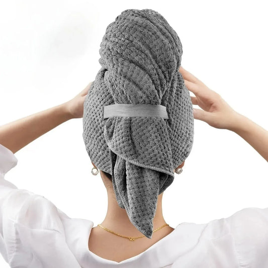 Toalla Para La Cabeza Con Banda Elástica Súper Absorbente Para Secado De Cabello De Mujer, Toalla Para El Cabello De Microfibra Extra Grande Con Diadema