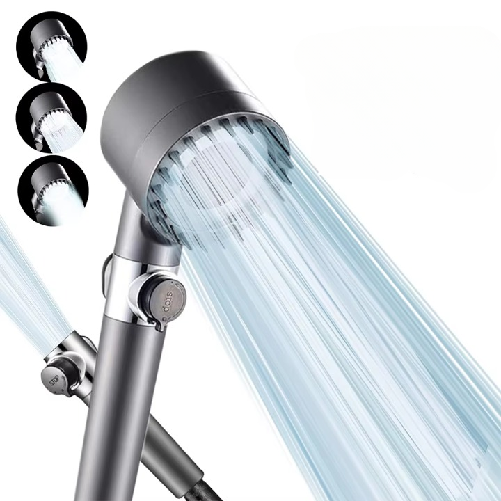 Shower Showerhead High Pressure Shower Head One Button Water Stop Water Water Saving Adjustable 4 Mode Water Massage Shower Head