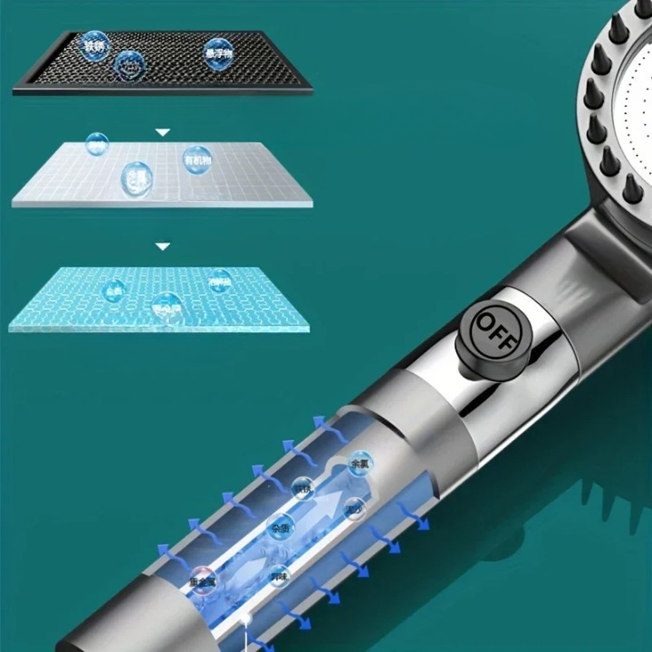 Shower Showerhead High Pressure Shower Head One Button Water Stop Water Water Saving Adjustable 4 Mode Water Massage Shower Head