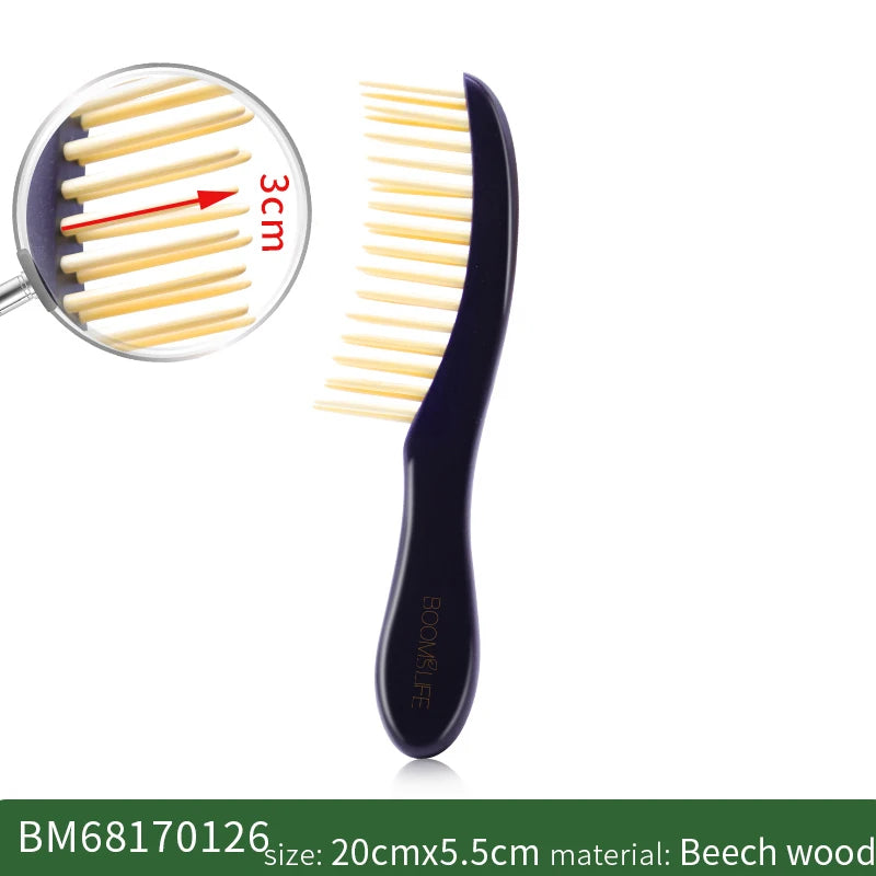 Peines Para El Cabello De Dientes Anchos, Peine De Madera Antiestático Para Peinar, Cepillo Para Desenredar El Cabello Para Mujeres, Cepillo De Masaje De Punto De Acupuntura Para Cabeza